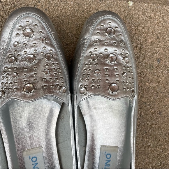SEBASTINO Vintage Women’s Leather Silver Beaded Flat Loafer Shoe Size 7N - Picture 8 of 12